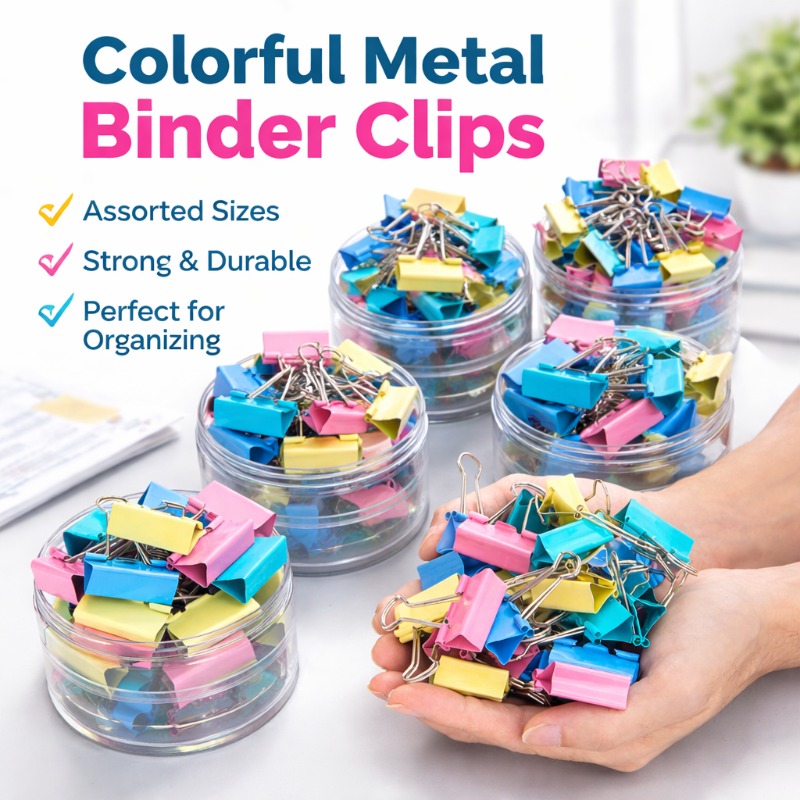 Is Stationery Office Supply - 40PCS/Set Klip Binder Logam Panjang Berwarna-warni,