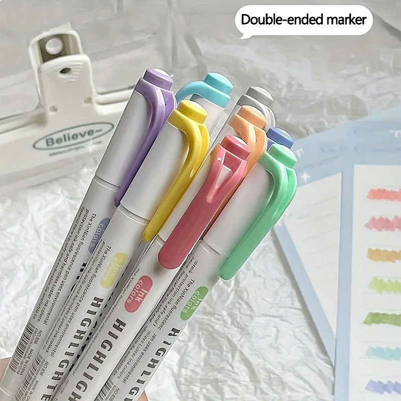 Set Pena Highlighter Dua Ujung - Highlighter Set Pastel ulasan dan harga