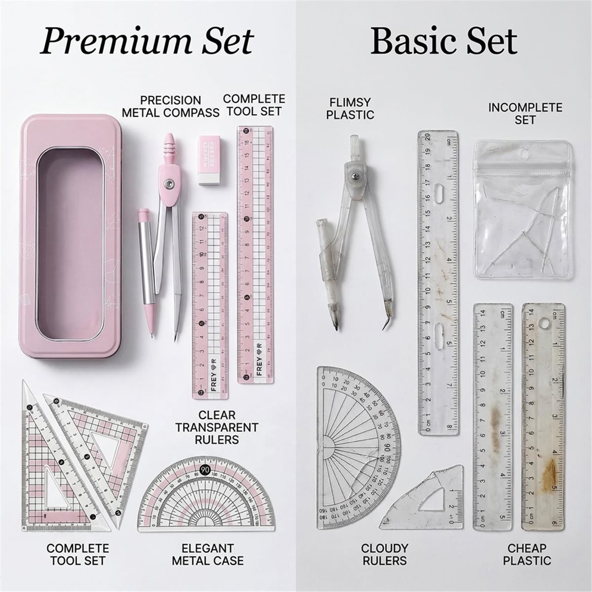 A1770K 8 PCS Set Busur Derajat - Compass Geometry Set ulasan dan harga