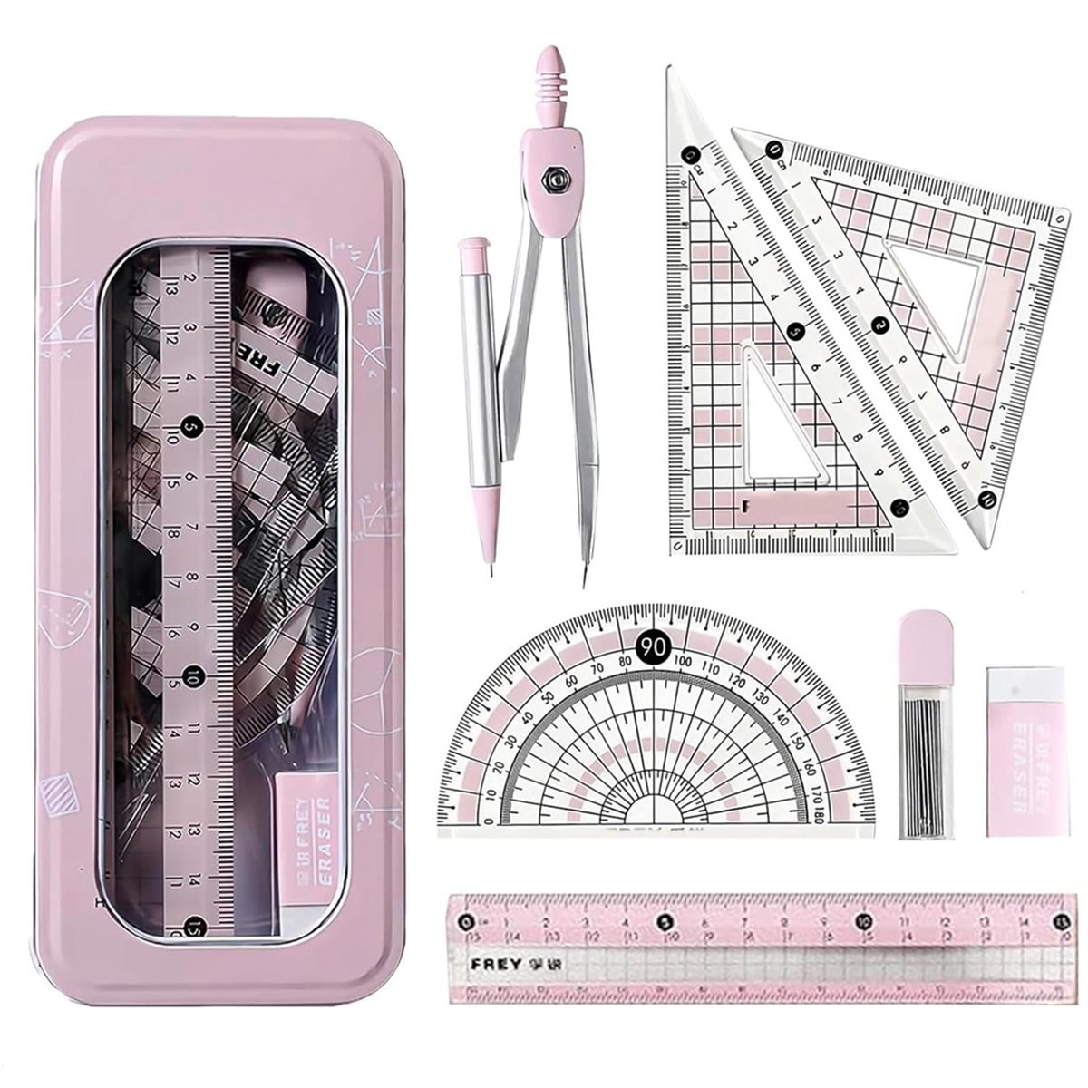 A1770K 8 PCS Set Busur Derajat - Compass Geometry Set ulasan dan harga