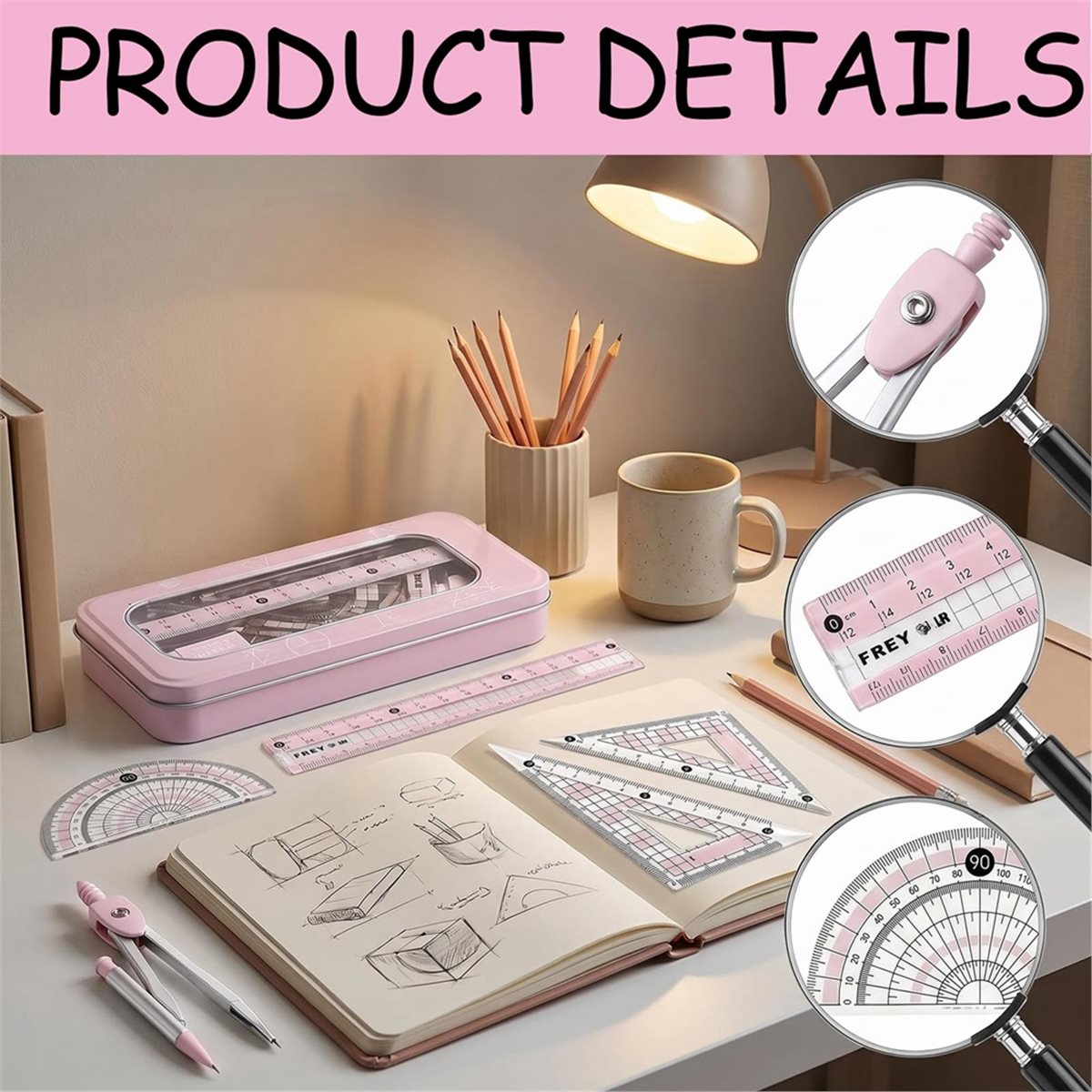 A1770K 8 PCS Set Busur Derajat - Compass Geometry Set ulasan dan harga