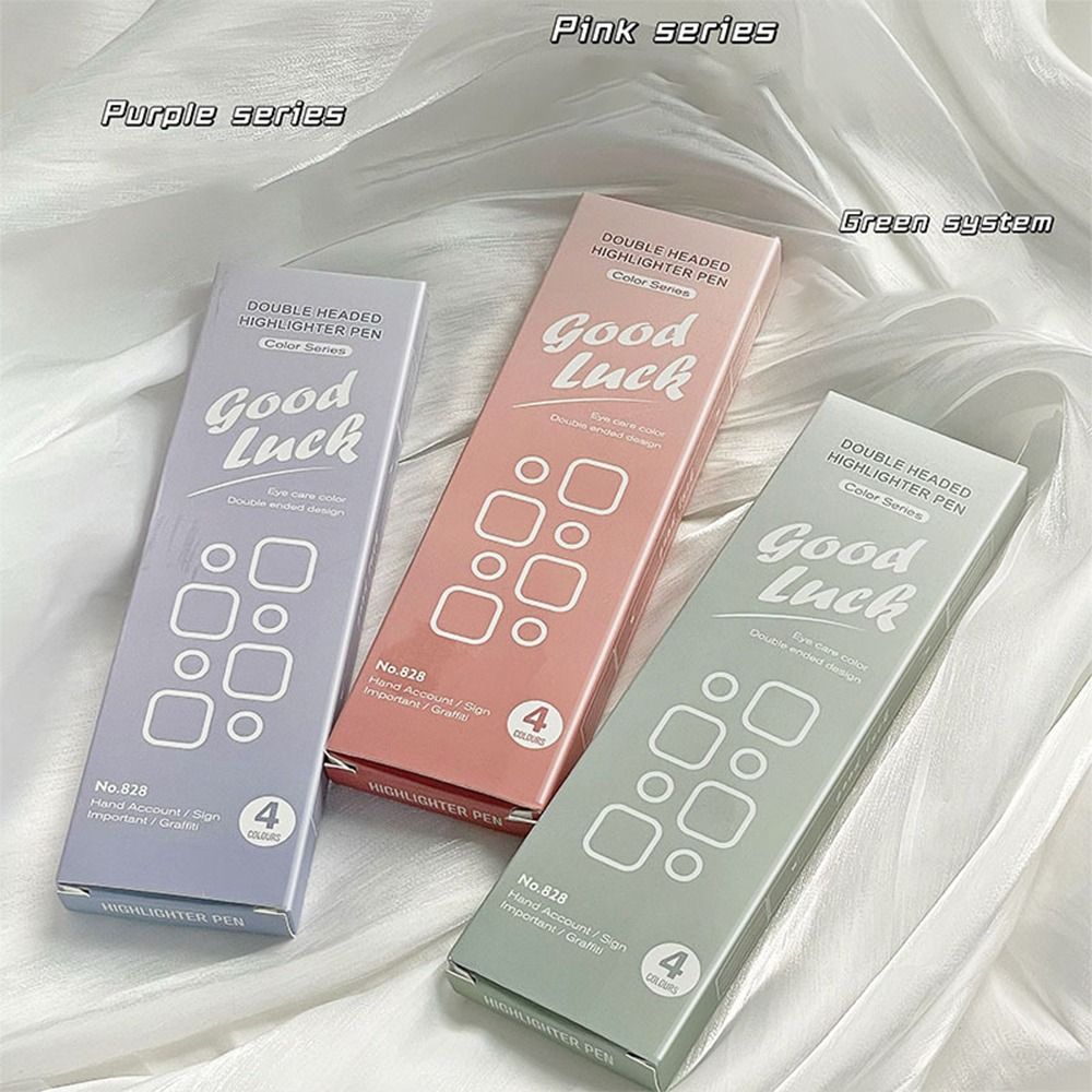Pena Fluorescent 4 Warna Doubl - Highlighter Set Pastel ulasan dan harga