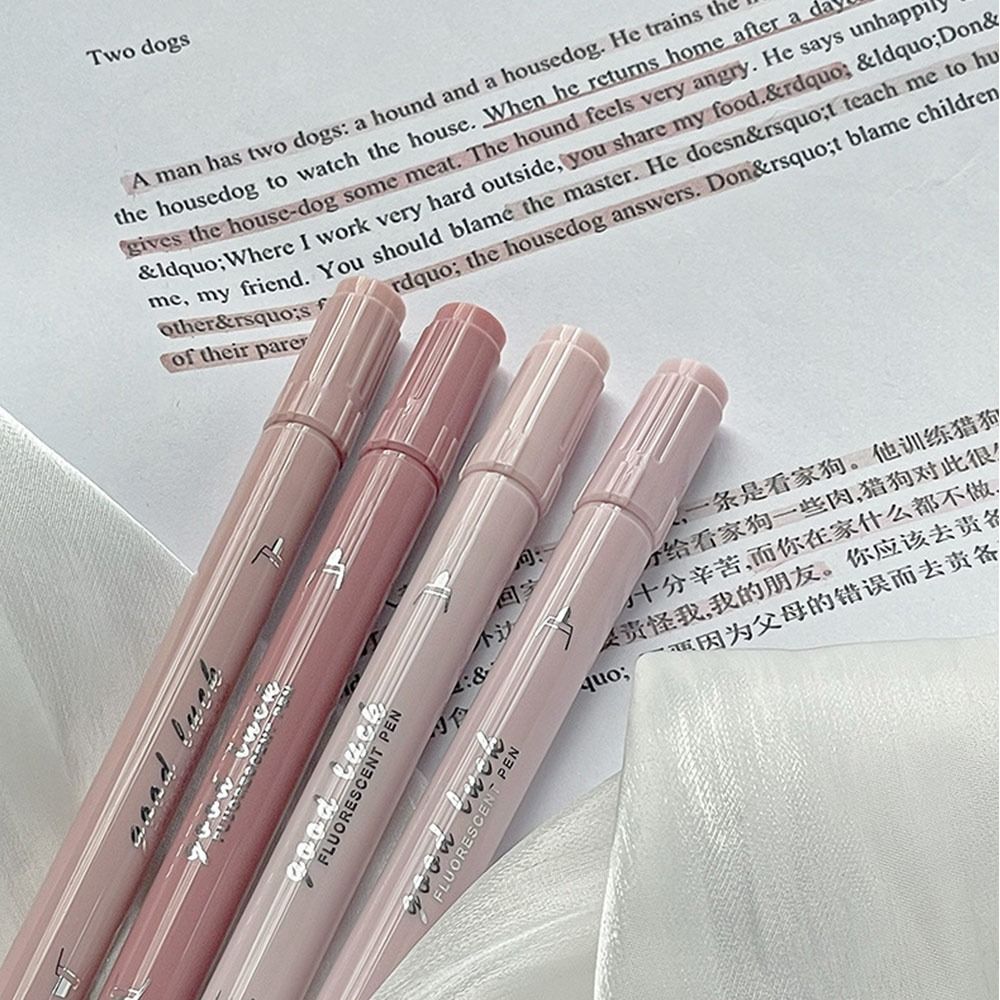 Pena Fluorescent 4 Warna Doubl - Highlighter Set Pastel ulasan dan harga